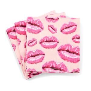 MacKenzie-Childs Kiss Me Cocktail Paper Napkins 20pc Pink Valentine New